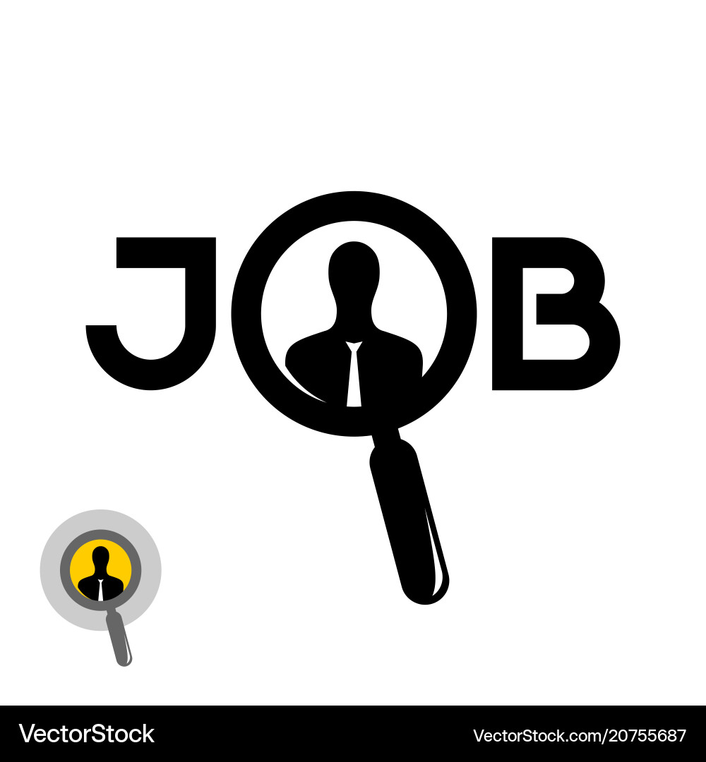 Job search icon with zoom glass and man Job search icon with zoom glass and man vector image