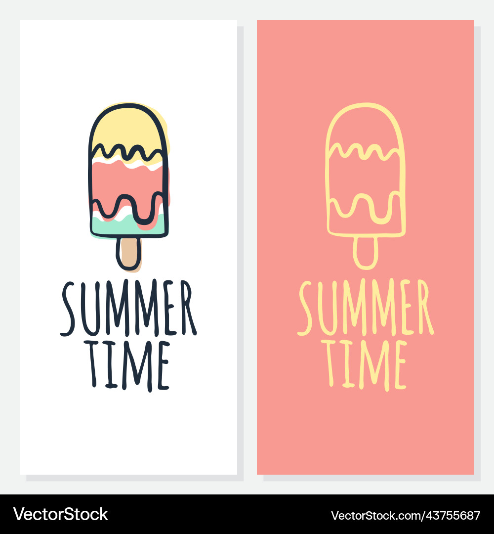 Kalligraphie Sommerzeit mit Eis-Ikone gezeichnet Kalligraphie Sommerzeit mit Eis-Ikone gezeichnet vektorbild
