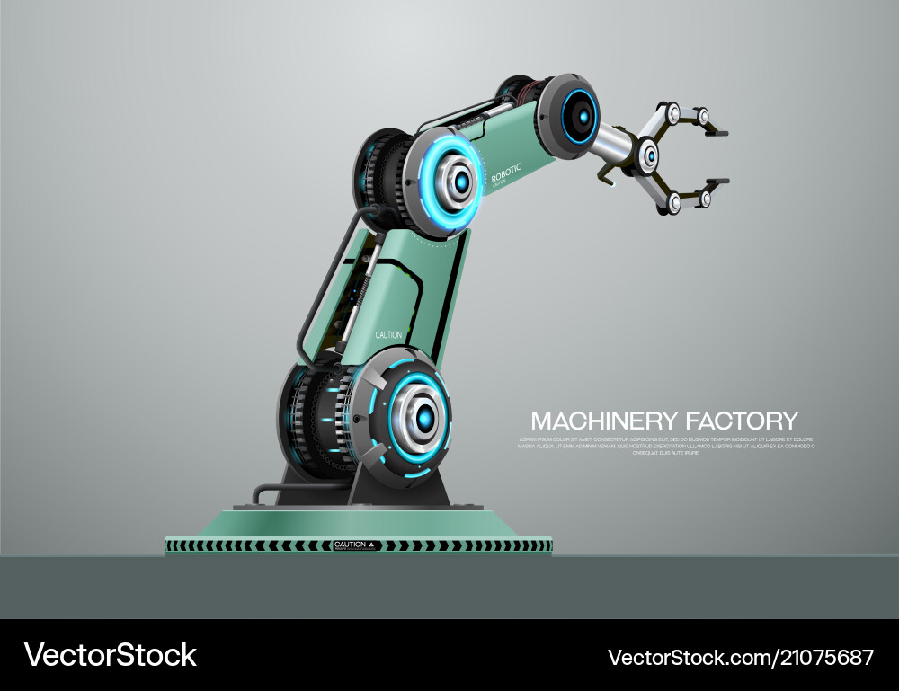 Machine robotic robot arm hand factory Machine robotic robot arm hand factory vector image