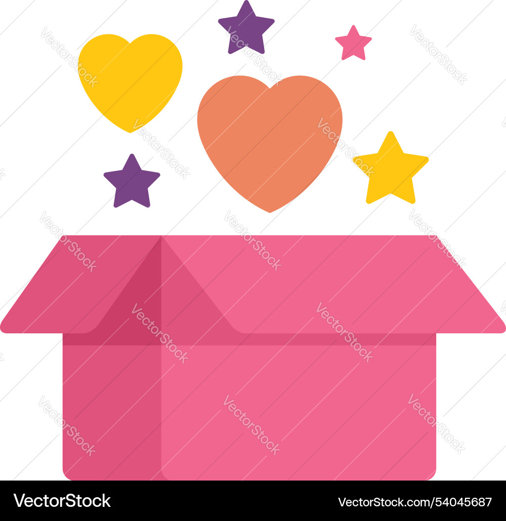 Pink cardboard box opening releasing hearts Vector Image