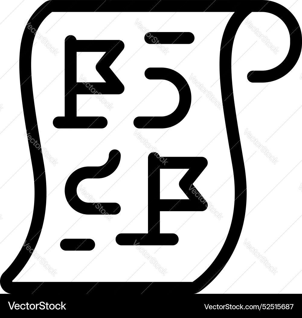 Quest scroll showing path with flags for gaming Quest scroll showing path with flags for gaming vector image