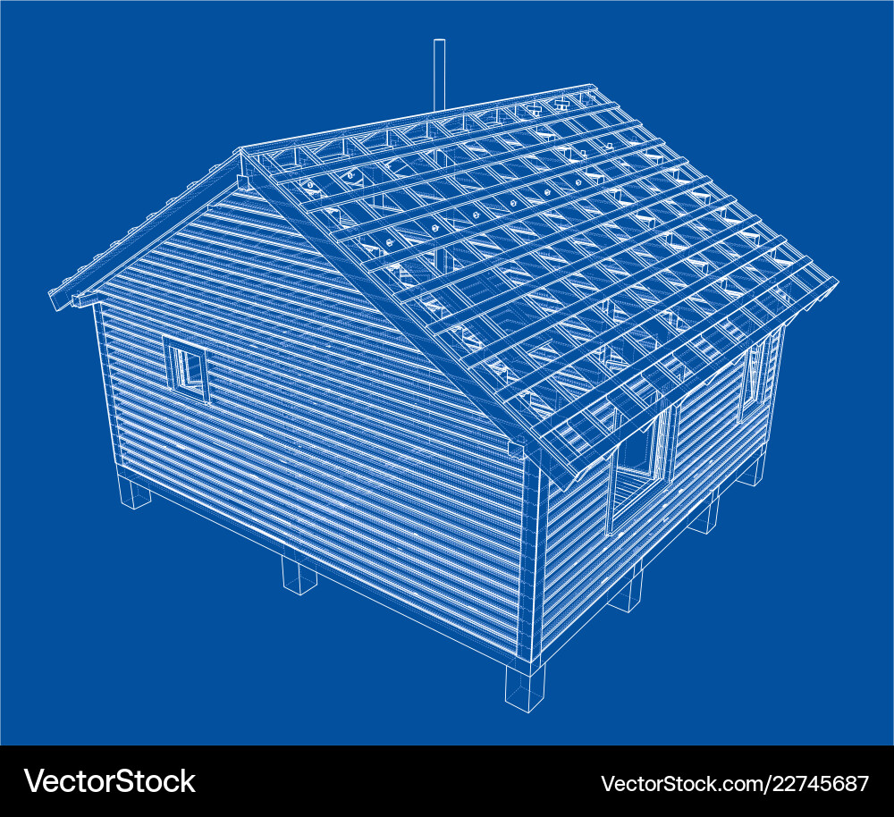 Sketch of small house rendering 3d Vector Image