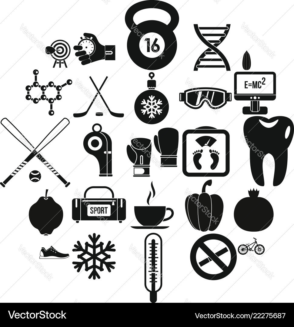 Without bad habbits icons set simple style Without bad habbits icons set simple style Vector Image