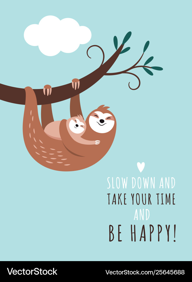 Cute sloth and its little baby Cute sloth and its little baby vector image
