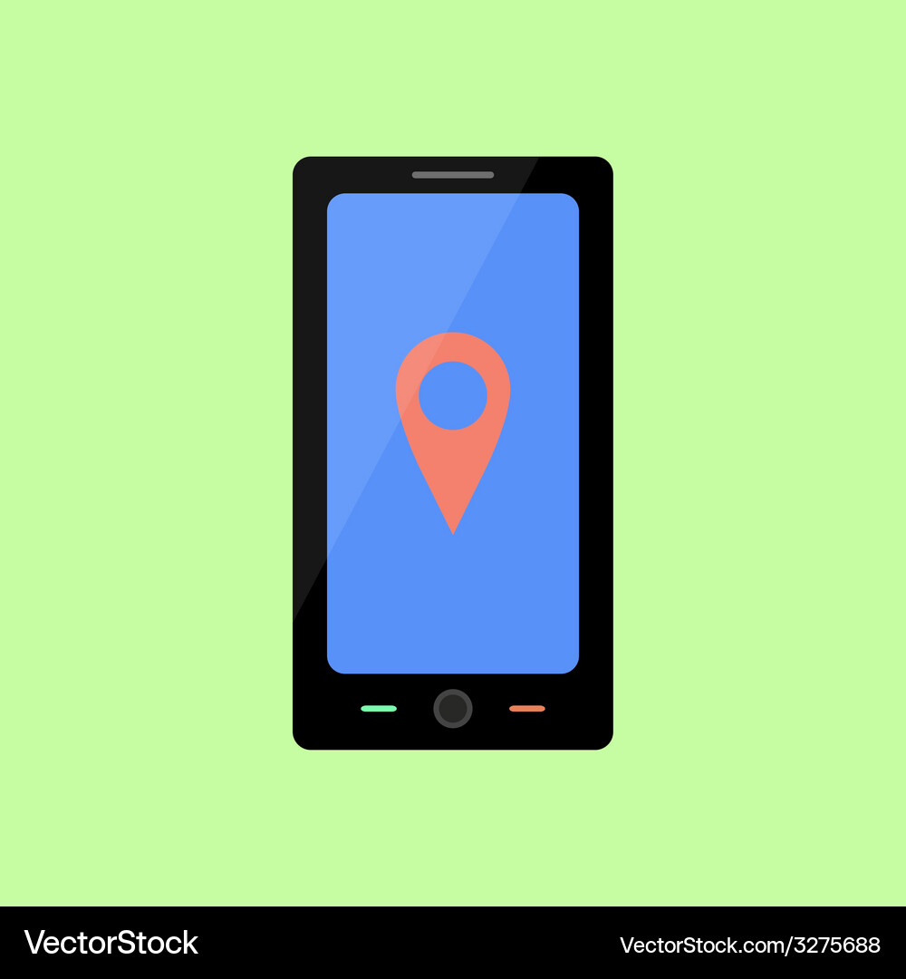 Flat style smart phone with pin pointer Vector Image