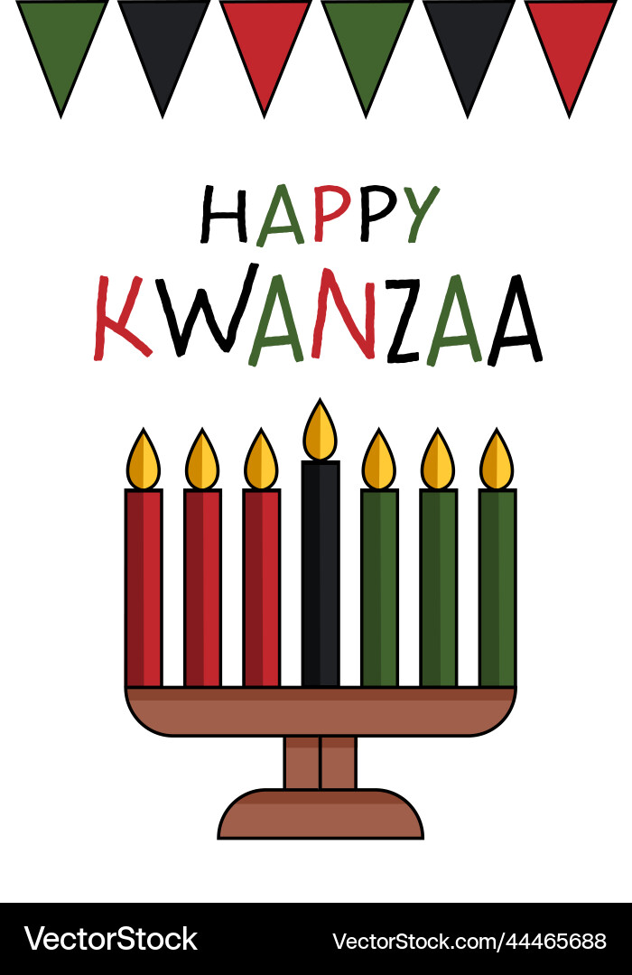Happy kwanzaa Grußkarte mit Kinara und sieben Happy kwanzaa Grußkarte mit Kinara und sieben vektorbild