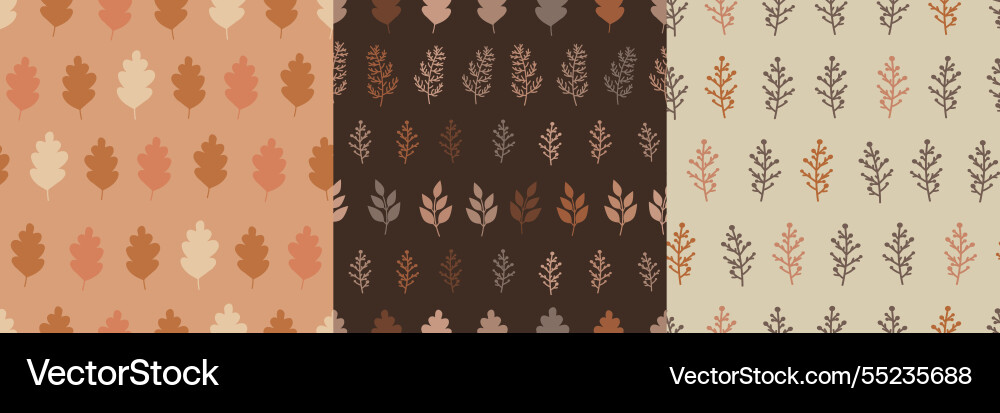 Set of autumn patterns with leaves and branches Set of autumn patterns with leaves and branches vector image