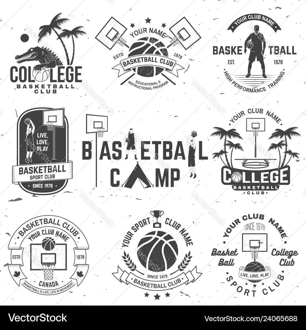 Set of basketball college club badge Set of basketball college club badge vector image