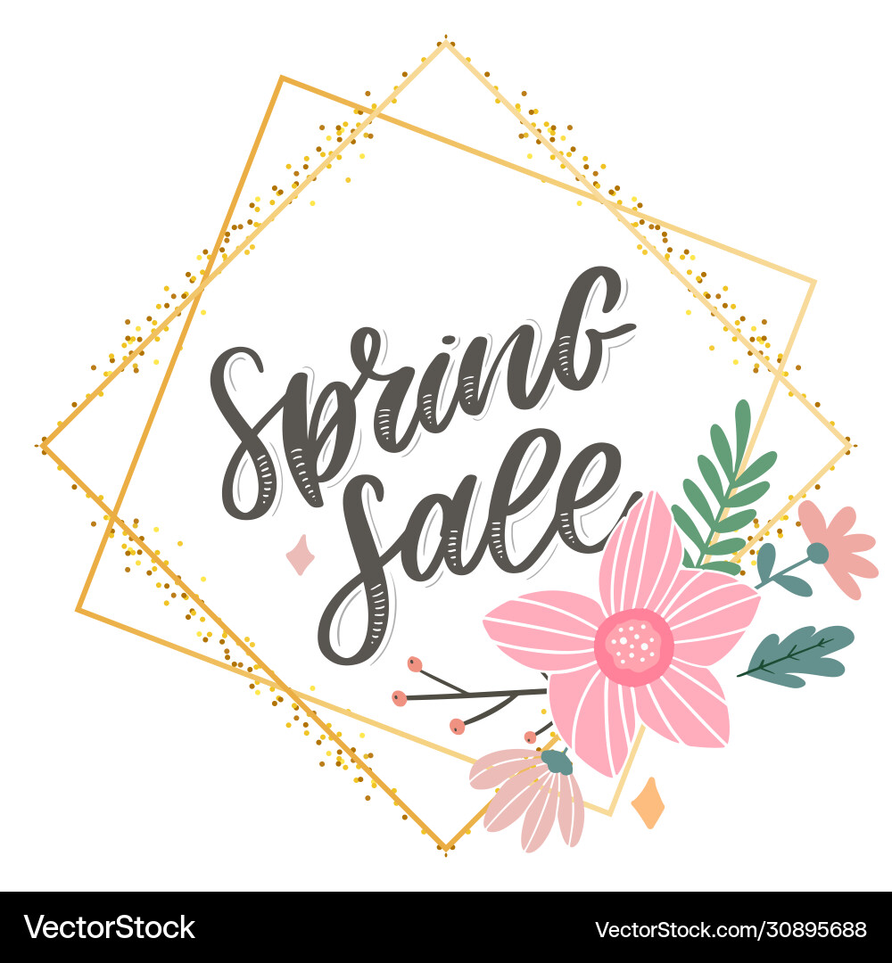 Spring sale word hanging on leaves with strings Spring sale word hanging on leaves with strings vector image