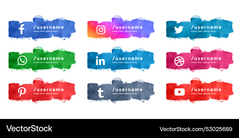 Aquarell Social Media Buttons Aquarell Social Media Buttons vektorbild