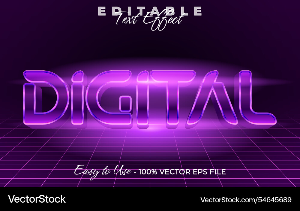 Digital editable text style effect Digital editable text style effect vector image