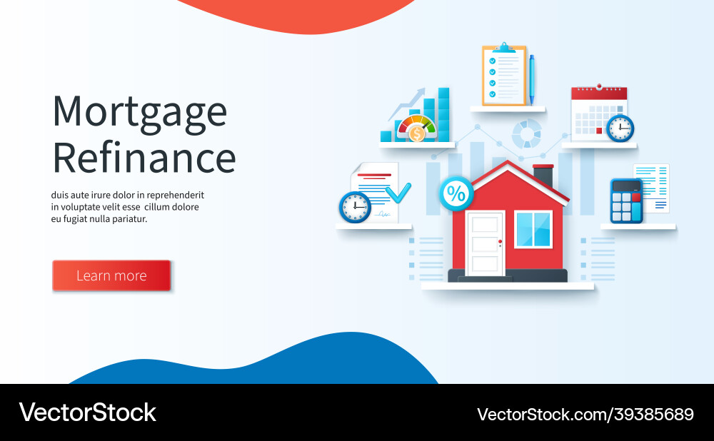 Mortgage refinance concept in 3d style Mortgage refinance concept in 3d style vector image