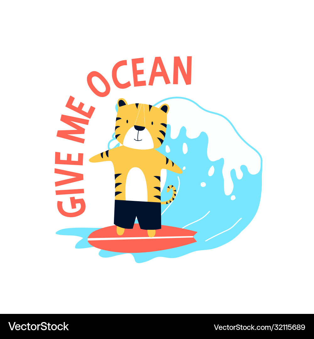 Surfer tiger print design with slogan