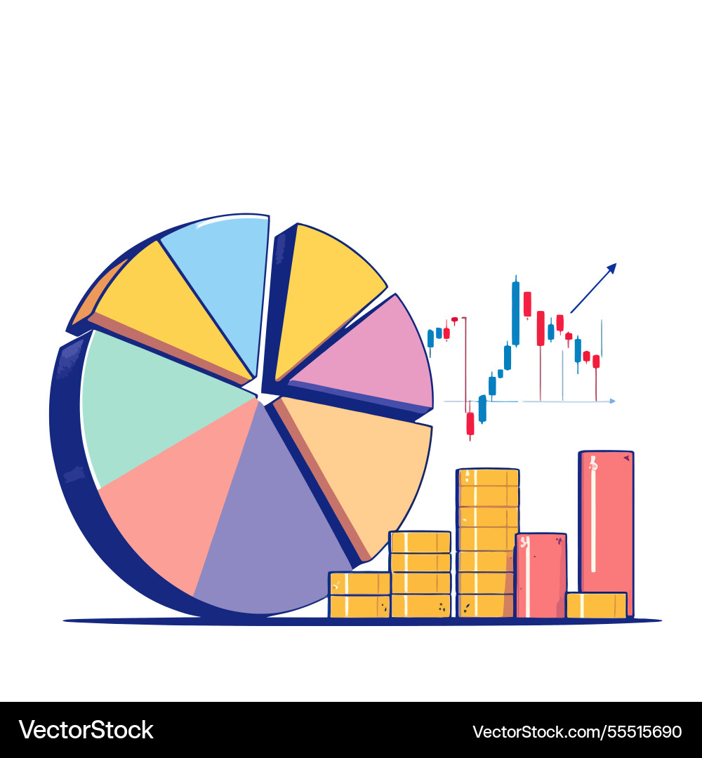 Ai-generated colorful pie chart representing Vector Image