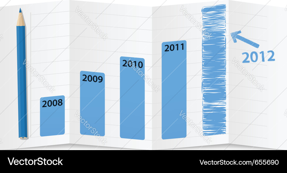 Bar Chart on Folded Paper Vector Image
