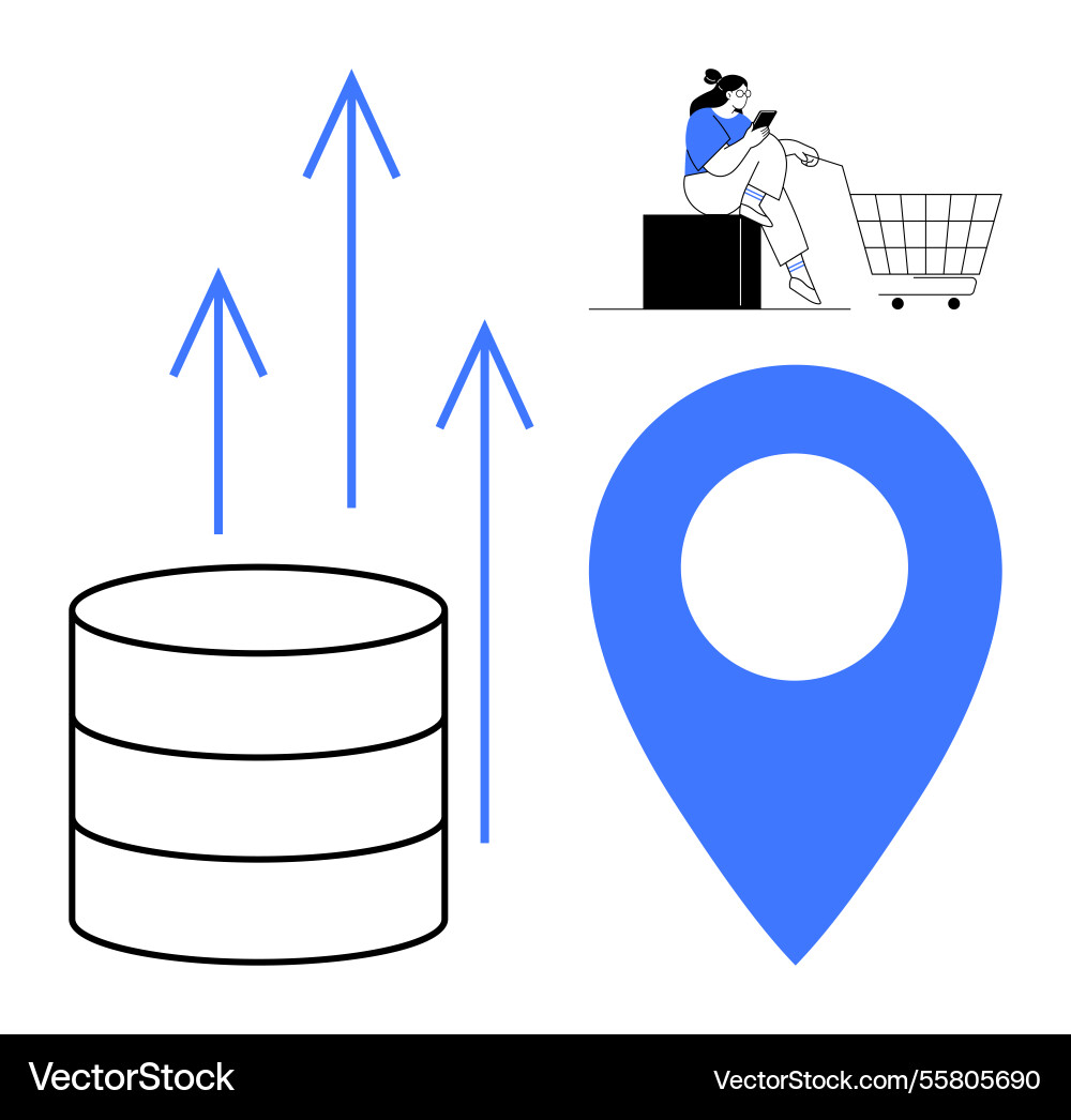 E-commerce growth with location and data analytics E-commerce growth with location and data analytics vector image