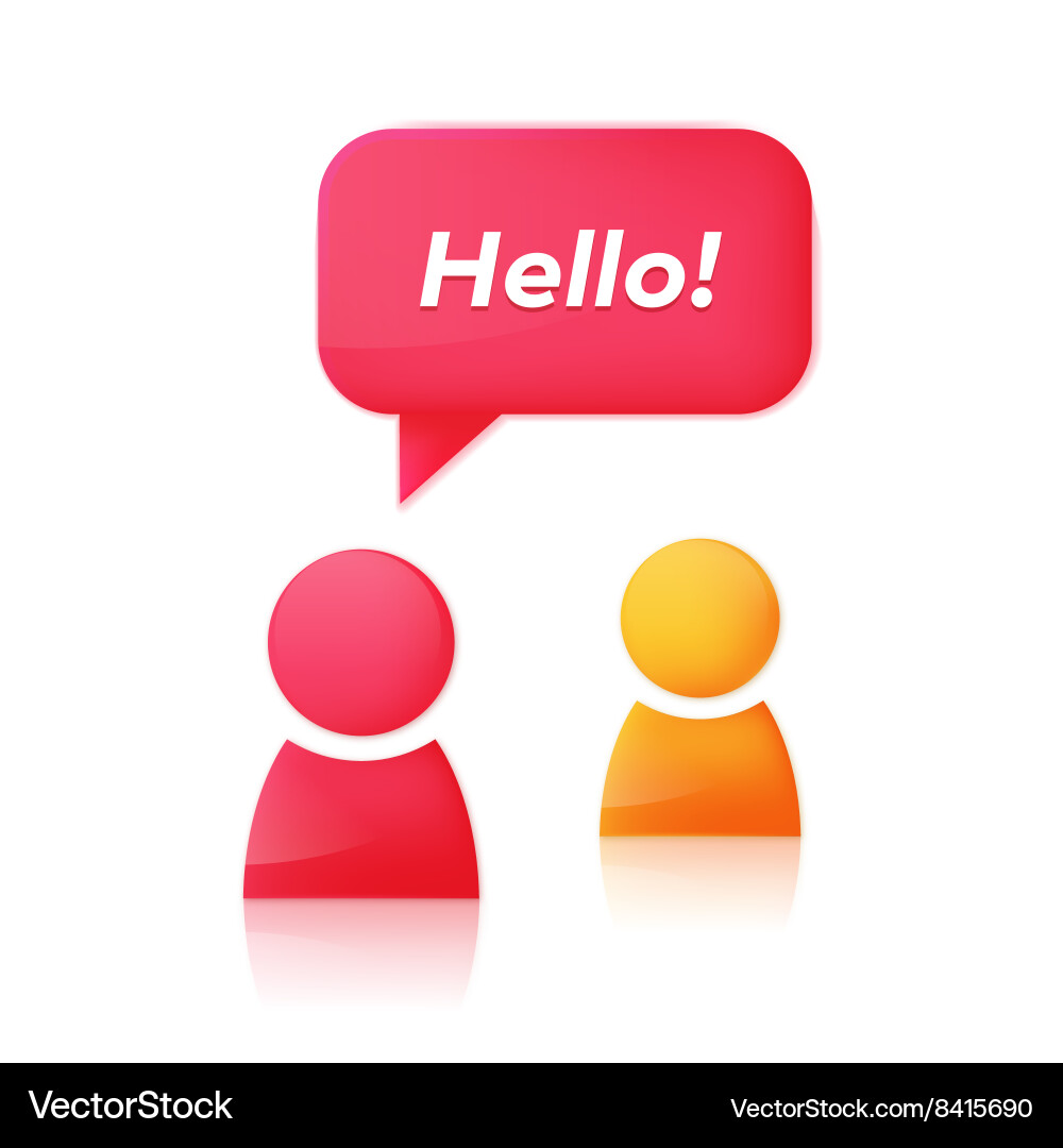 People icons and speech bubble with text hello vector image