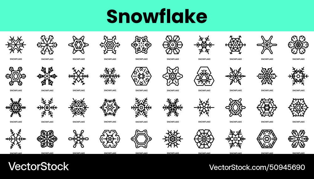 Set of snowflake icons linear style icon bundle Set of snowflake icons linear style icon bundle vector image