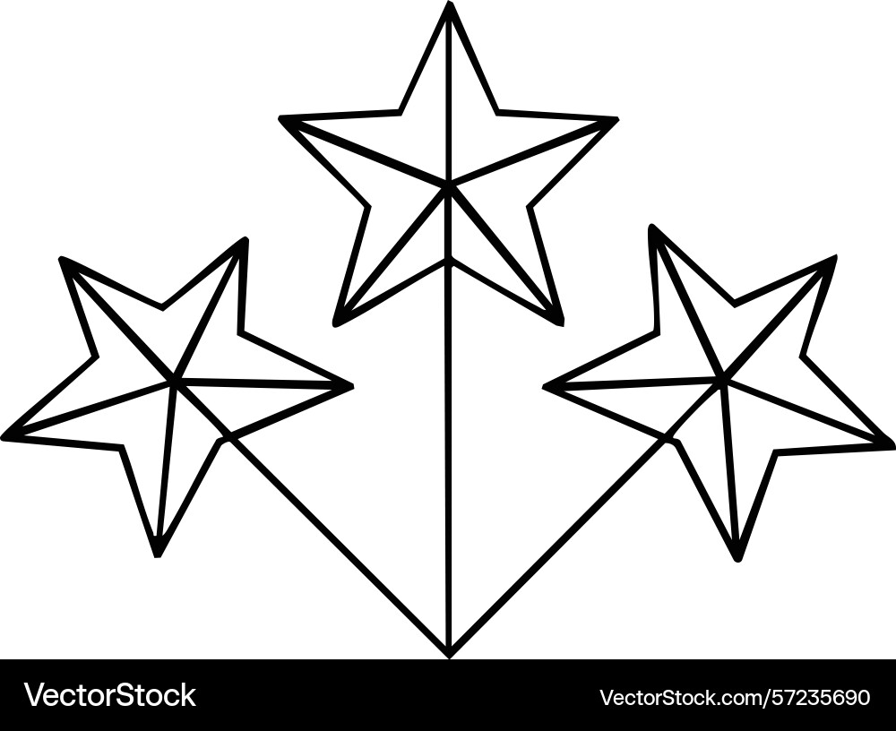 Three star shapes connected by lines simple vector image