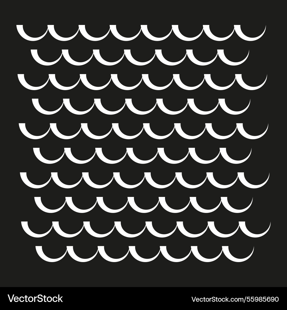 White wave pattern repeating black and arcs vector image