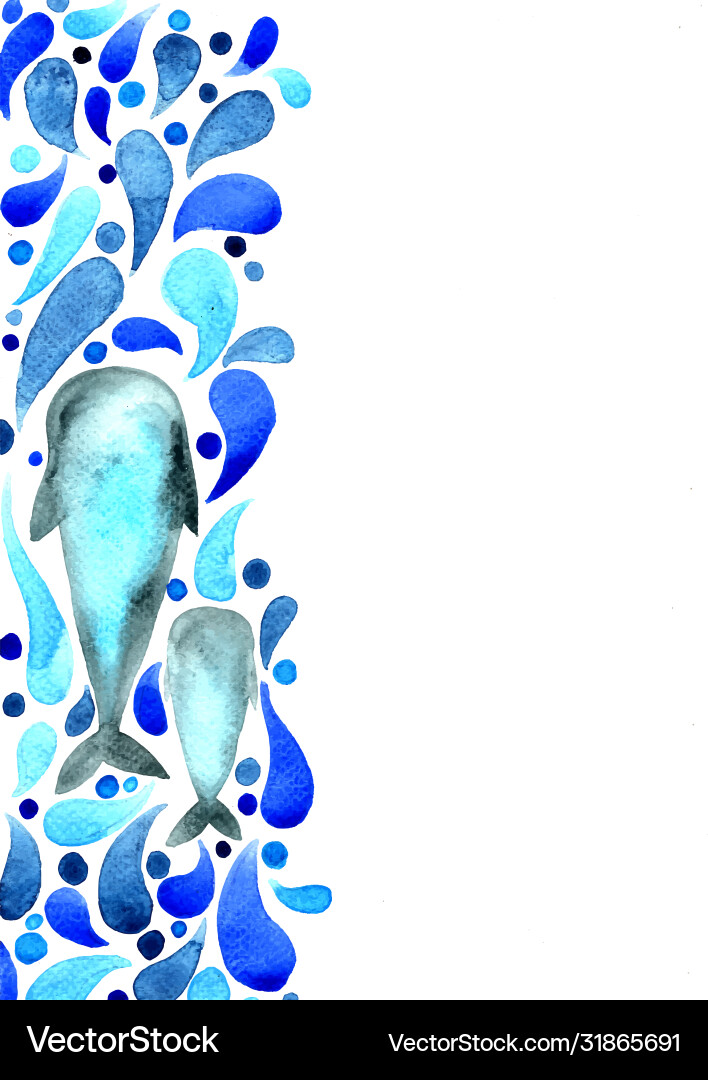 Abstrakte Wal schwimmen im Meer Aquarell Abstrakte Wal schwimmen im Meer Aquarell vektorbild