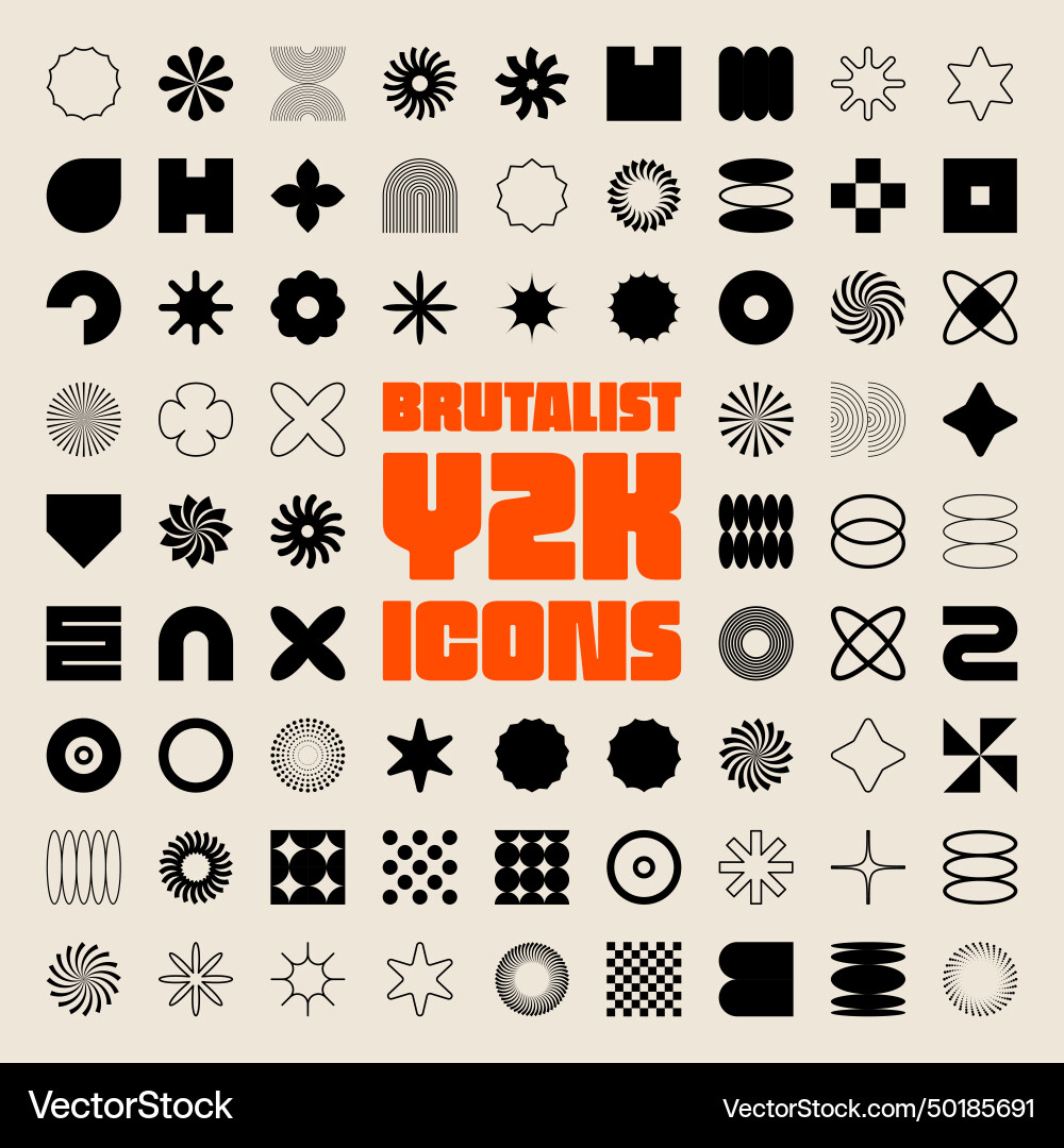 Brutalist geometric shapes symbols simple Brutalist geometric shapes symbols simple Vector Image