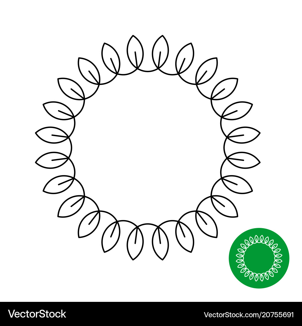 Circle frame with leaves line style round laurel Circle frame with leaves line style round laurel vector image