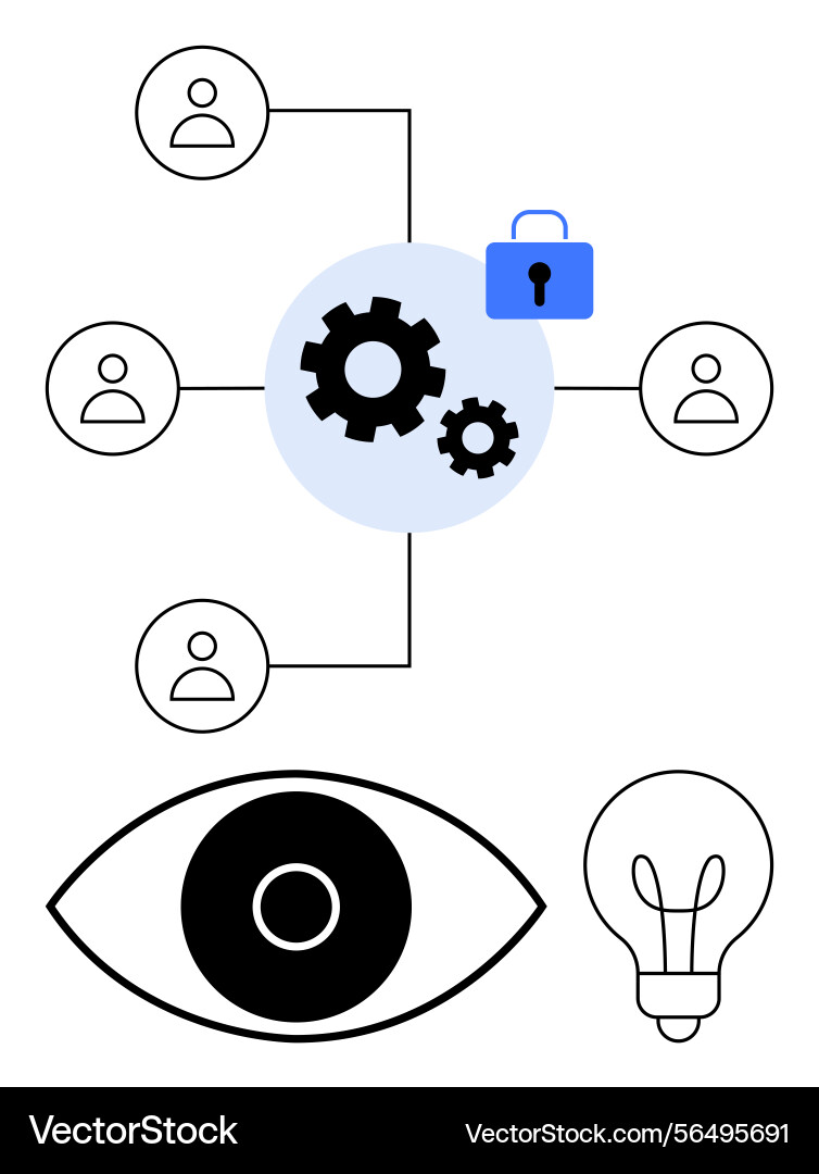 Data security and collaboration concept with lock Data security and collaboration concept with lock vector image