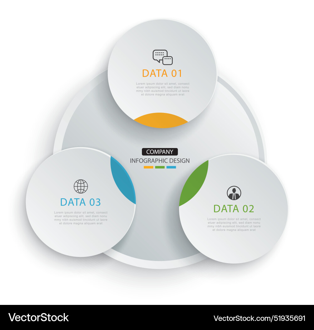 Infographic circle timeline with 3 number data Vector Image