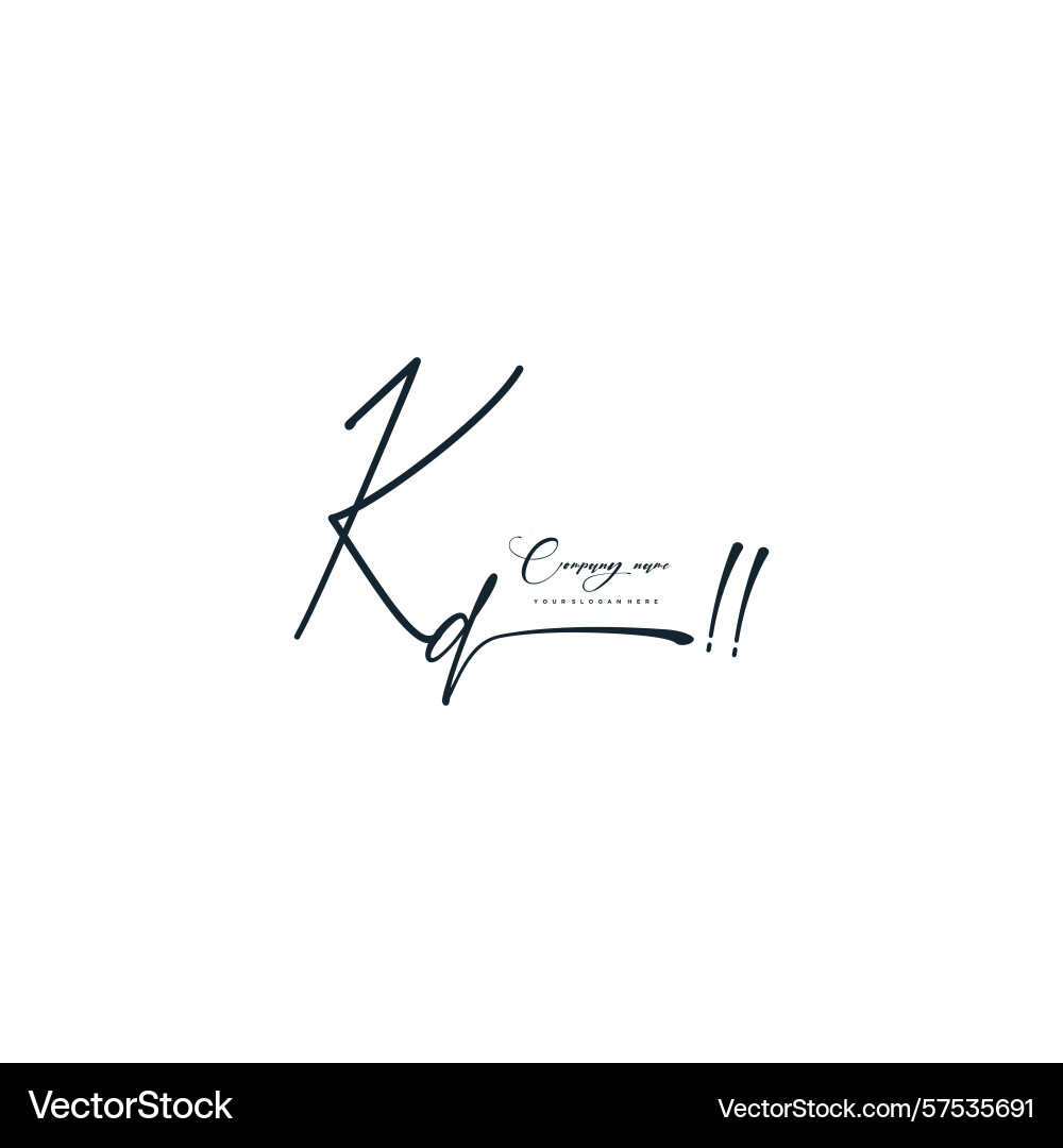 Minimal signature logo design with kd initials Minimal signature logo design with kd initials Vector Image