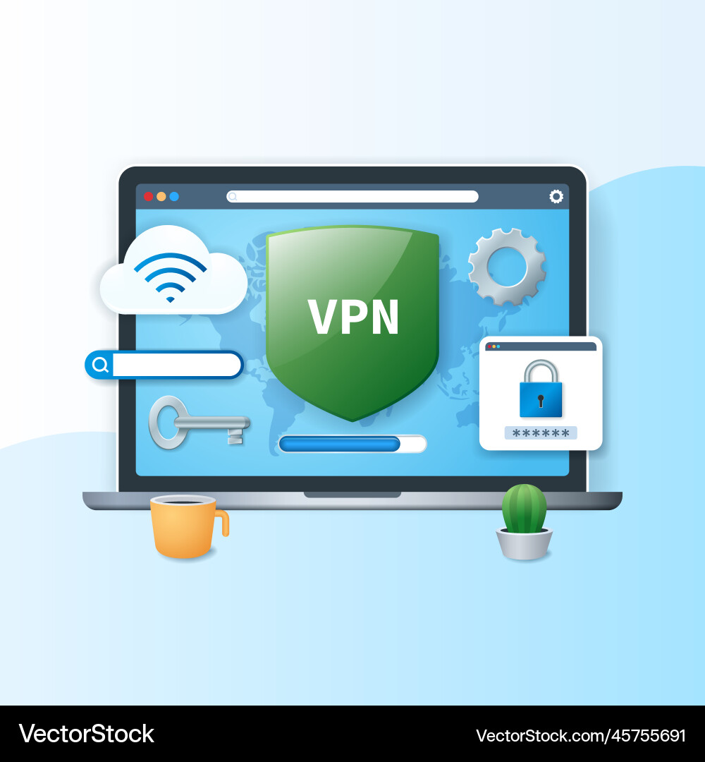 Secure VPN Connection - 3D Style Vector Image