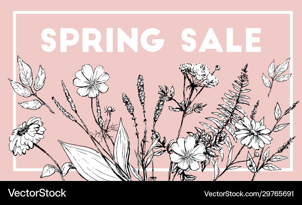 Spring sale word hanging on leaves with strings Spring sale word hanging on leaves with strings vector image