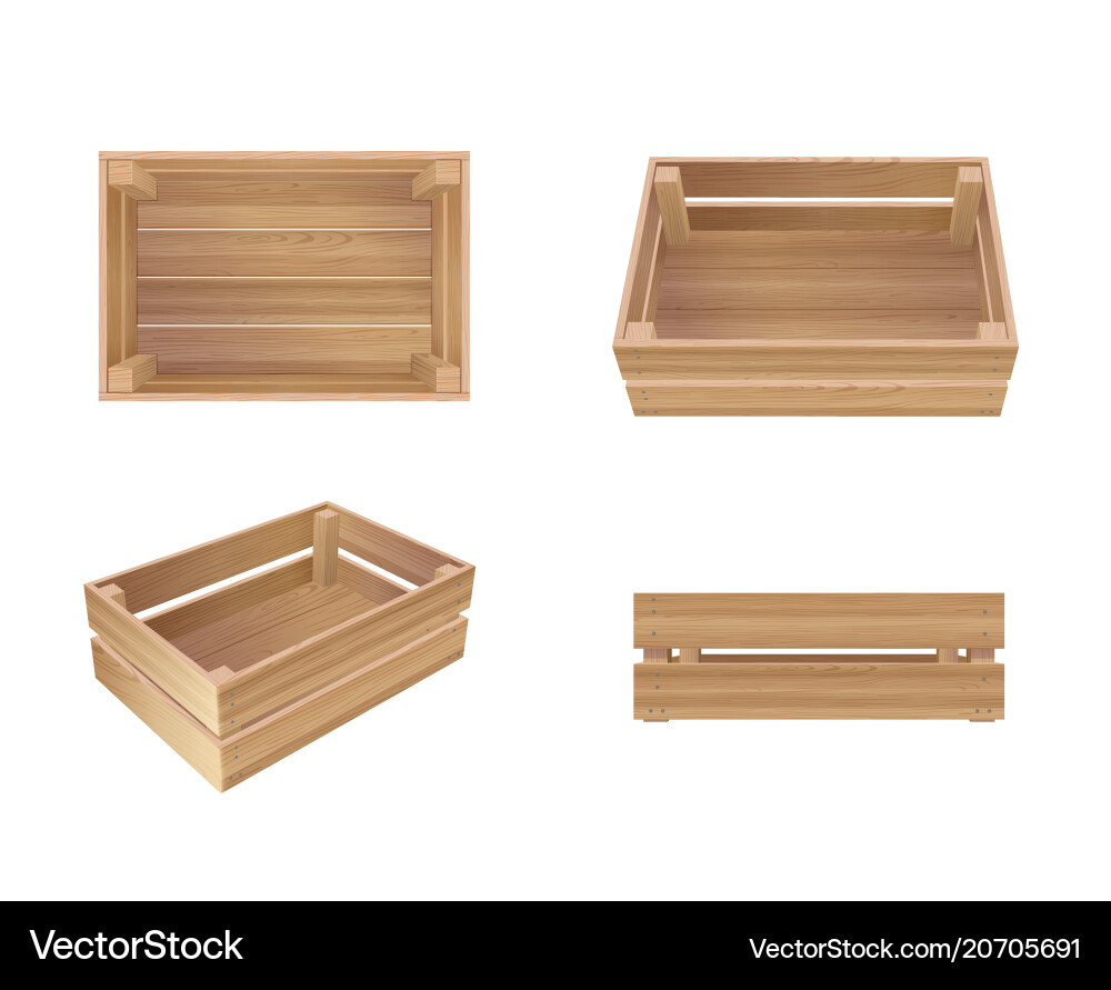 Wooden Crates - Various Views vector image
