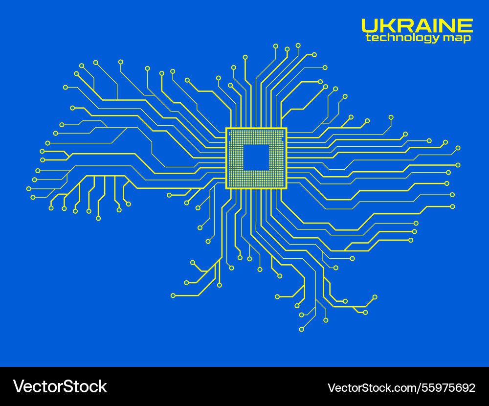 Abstract ukraine map with cpu circuit board Abstract ukraine map with cpu circuit board vector image
