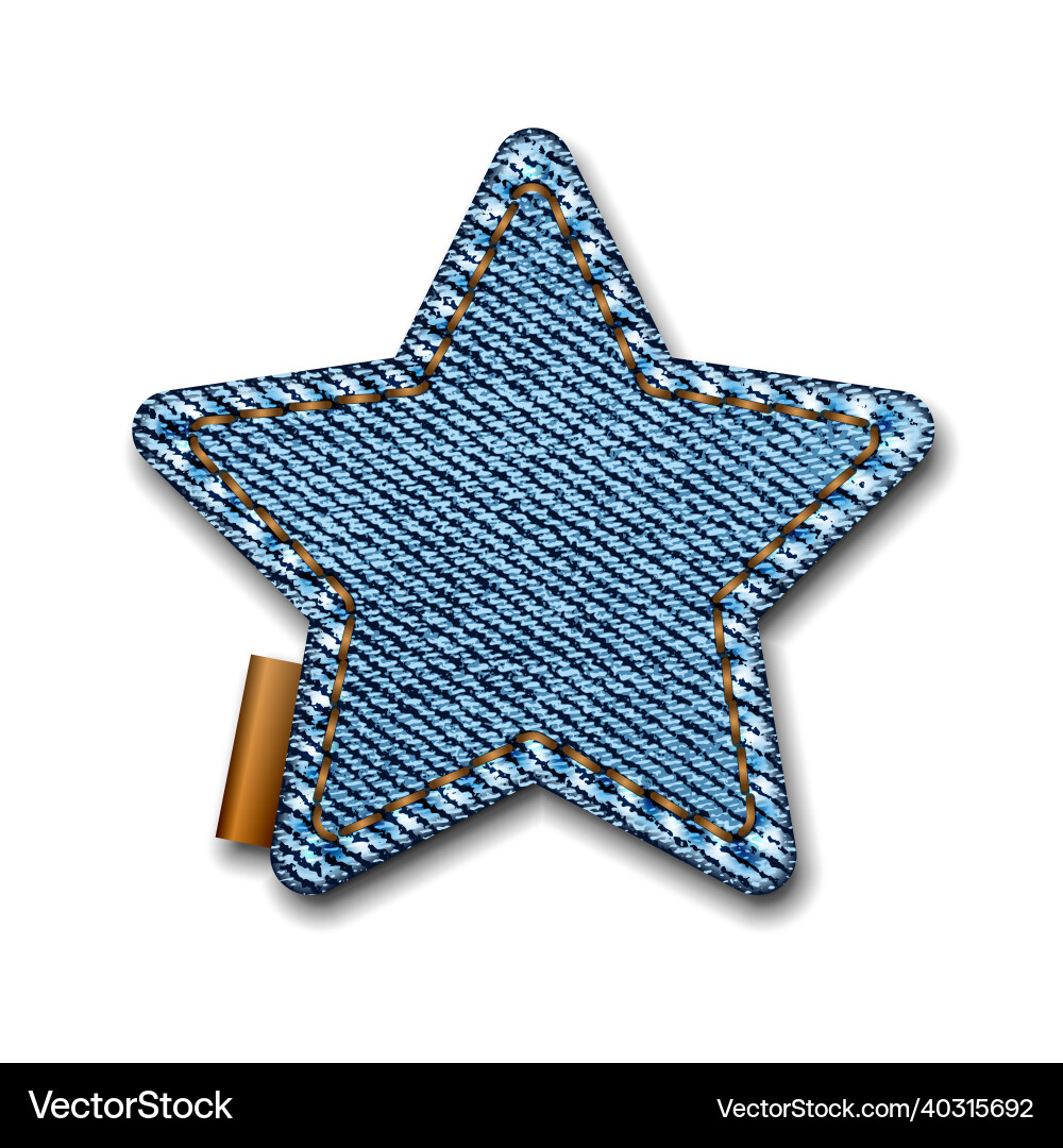 Denim star shape with stitches jeans patch Denim star shape with stitches jeans patch vector image