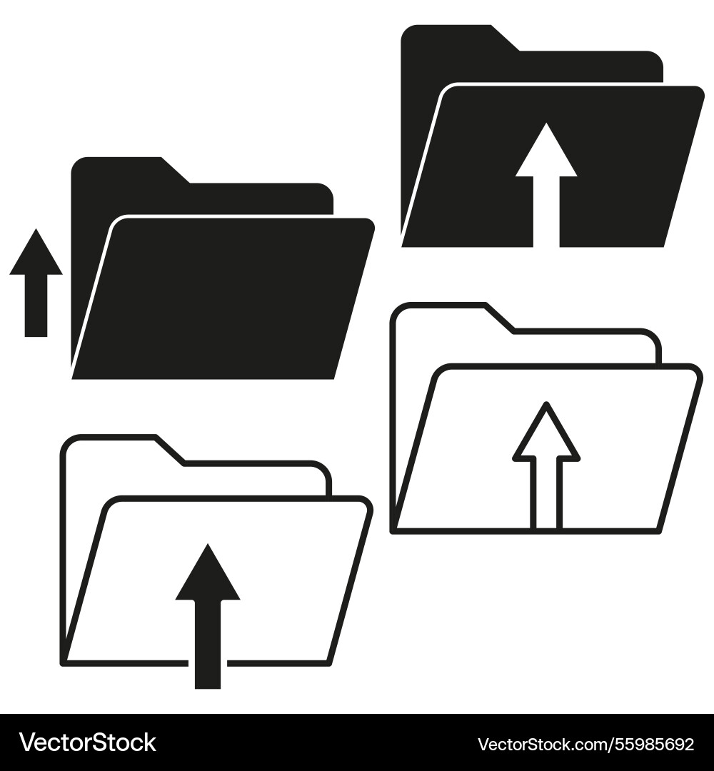 Folder upload icons arrow up symbol digital file Folder upload icons arrow up symbol digital file vector image