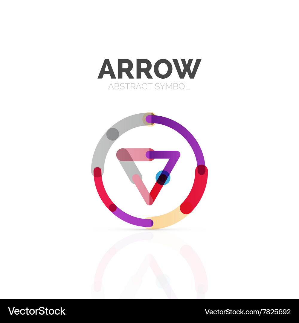 Linear arrow abstract logo connected multicolored Vector Image