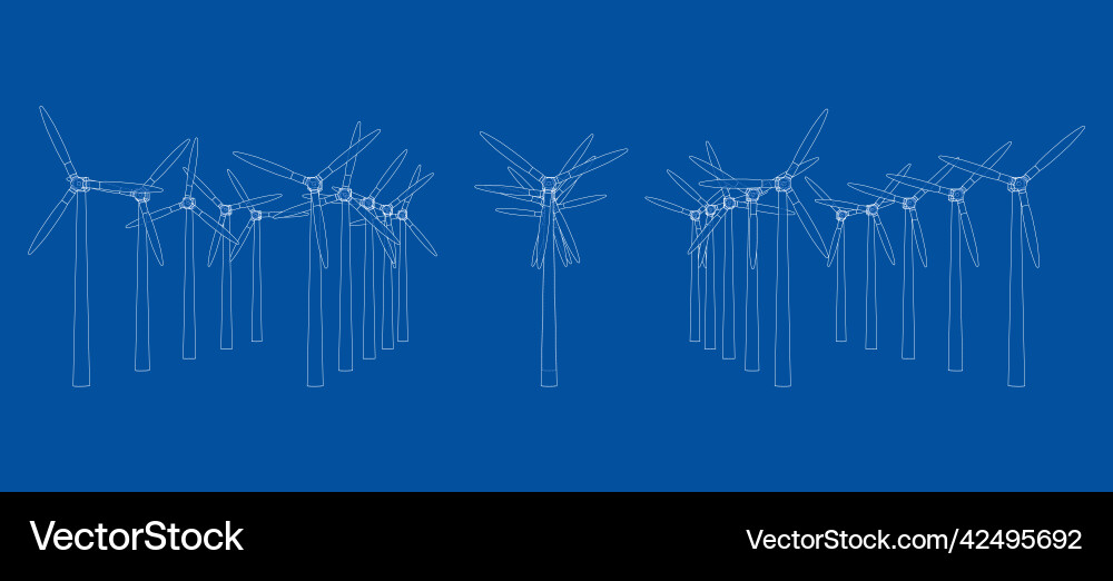 Wind turbines rendering of 3d Vector Image