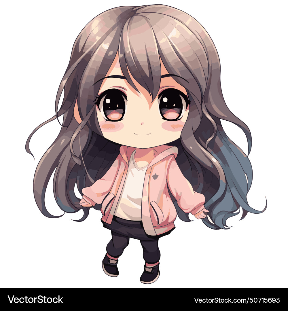 Cute chibi anime girl art Cute chibi anime girl art vector image