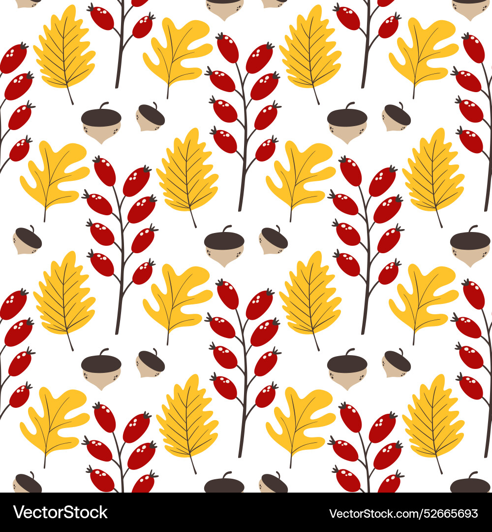 Fall seamless pattern with leaves background Vector Image