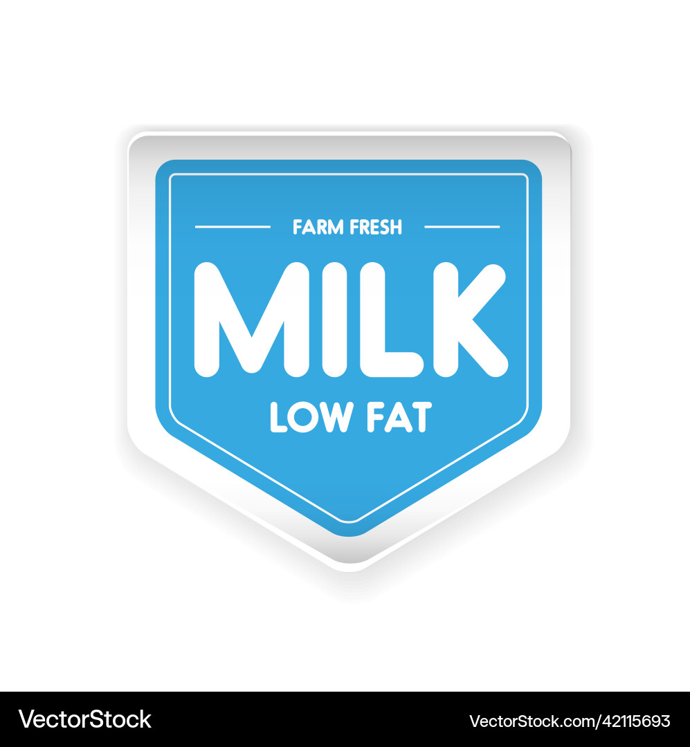 Farm fresh milk - low fat label Royalty Free Vector Image