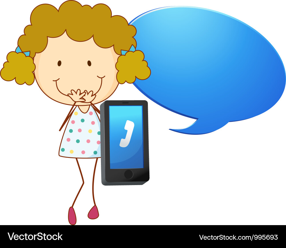 Girl Holding Phone Vector Image