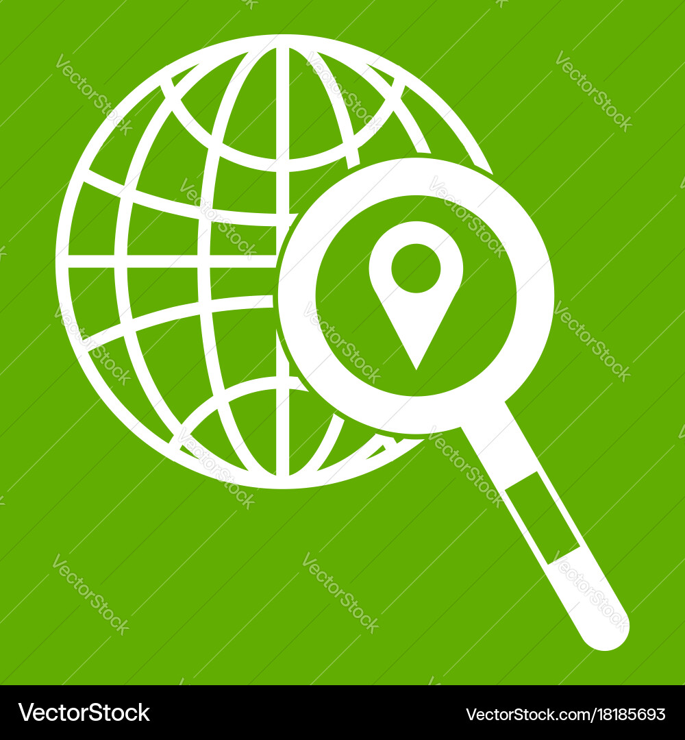 Globe map pointer and magnifying glass vector image