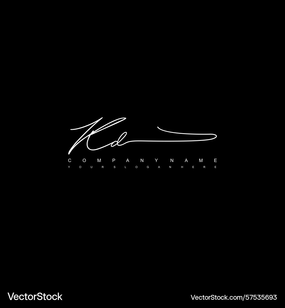 Minimal signature logo design with kd initials Minimal signature logo design with kd initials Vector Image