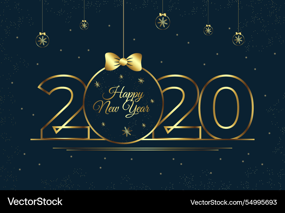 New year 2020 background in outline style concept Vector Image