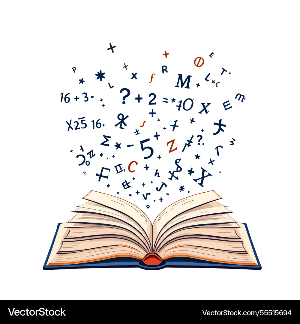 Ai-generated open book generating mathematical Vector Image