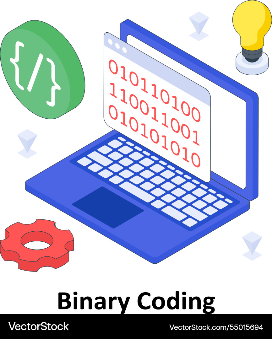 Binary coding isometric colored vector image