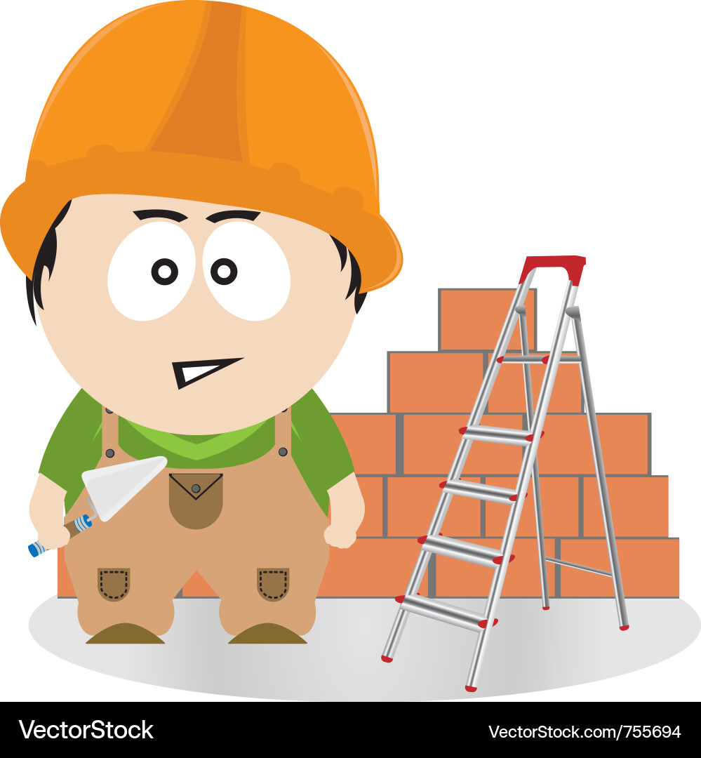 Bricklayer Working with Trowel vector image