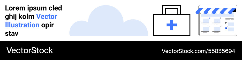 Cloud computing elements with medical kit and web Cloud computing elements with medical kit and web vector image