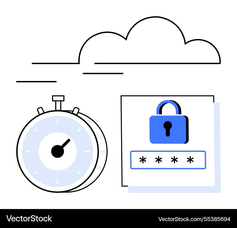Cloud security with timer and password protection Cloud security with timer and password protection vector image